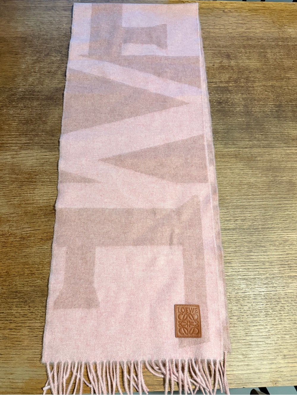 Loewe Blush Pink Logo Cashmere  Scarf